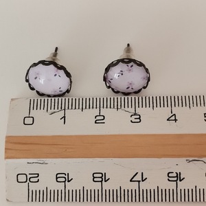 Σκουλαρίκια με γυάλινο στοιχείο, lilac - γυαλί, ορείχαλκος - 5