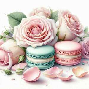 Αφίσα - Poster Macarons & Roses 21x30εκ. - αφίσες