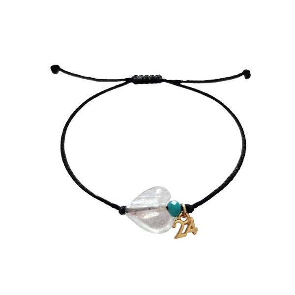 Βραχιόλι γούρι 24 με λευκή γυάλινη καρδούλα lampwork αυξομειούμενο - γυαλί, καρδιά, κορδόνια, boho, αυξομειούμενα