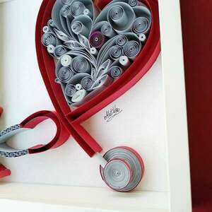 Καρδιά στηθοσκόπιο σε κορνίζα, 27cm*27cm. Δώρο για γιατρό καρδιολόγο. - πίνακες & κάδρα, καρδιά, δώρο για γιατρό - 2