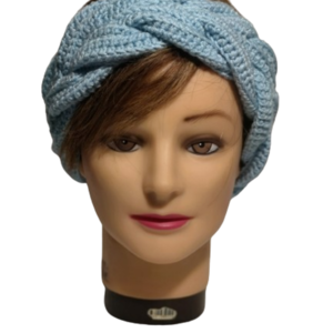 Headband / earwarmer κορδέλα ειδιαίτερη χειροποίητη πλεκτή με βελονάκι σε χρώμα baby blue - μαλλί, νήμα, σκουφάκια, headbands - 2