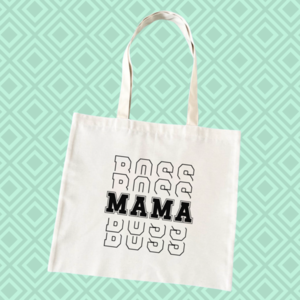 Χειροποίητη, υφασμάτινη τσάντα tote πολλαπλών χρήσεων 38x40 εκ., σχέδιο mama boss - ύφασμα, ώμου, μαμά, tote - 2