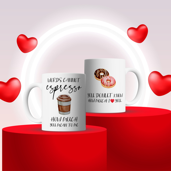 Σετ ρομαντικές κούπες espresso donut - πορσελάνη, romantic, δώρα αγίου βαλεντίνου, κούπες & φλυτζάνια, δώρο έκπληξη