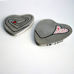 Σετ 2 Τσιμεντένια Σουβέρ, Καρδιές ( IN LOVE ) ,10cmX10cmX1cm - σουβέρ, τσιμέντο, σετ δώρου - 5