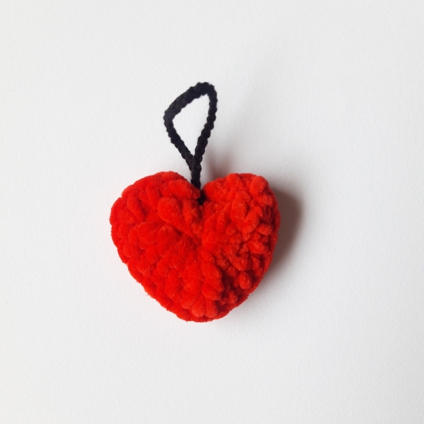 Μπρελόκ καρδιά βελούδινη 6×6 εκ. - καρδιά, βαμβακερό νήμα, σπιτιού, μπρελοκ κλειδιών