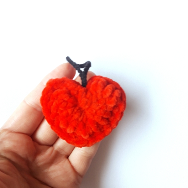 Μπρελόκ καρδιά βελούδινη 6×6 εκ. - καρδιά, βαμβακερό νήμα, σπιτιού, μπρελοκ κλειδιών - 2