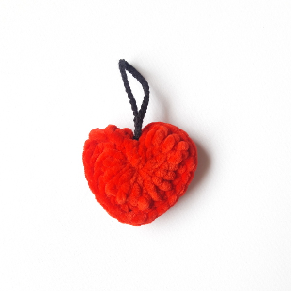 Μπρελόκ καρδιά βελούδινη 6×6 εκ. - καρδιά, βαμβακερό νήμα, σπιτιού, μπρελοκ κλειδιών - 3