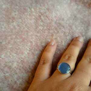 Δαχτυλίδι "Light blue" - ατσάλι, αυξομειούμενα, φθηνά