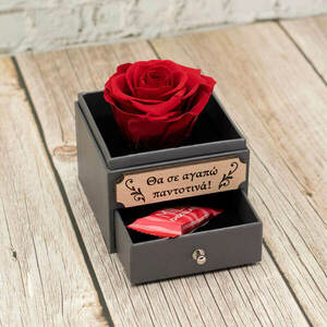Παντοτινό τριαντάφυλλο σε κουτί με θήκη - ξύλο, τριαντάφυλλο, διακοσμητικά - 2