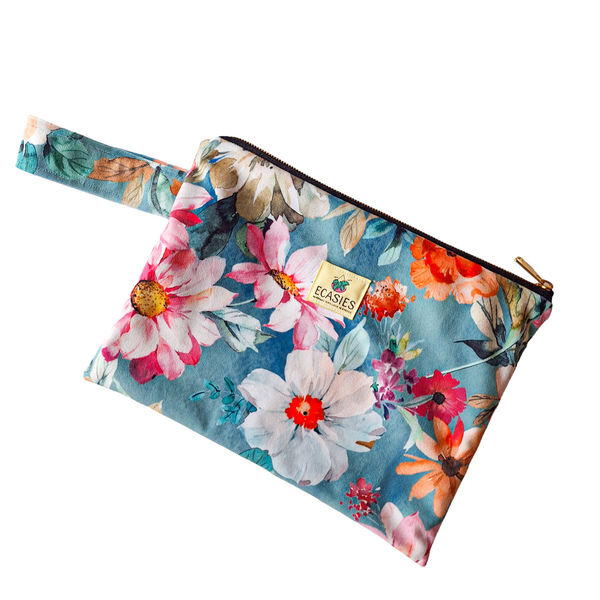 Βελούδινη τσάντα με αδιάβροχη επένδυση Floral - ύφασμα, clutch, φλοράλ, χειρός, μικρές