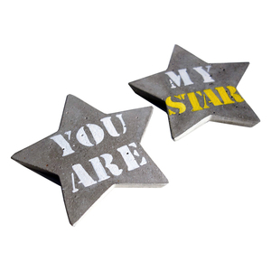 Σετ 2 Τσιμεντένια Σουβέρ, Αστέρια ( YOU ARE MY STAR ) ,10cmX10cmX1cm - τσιμέντο, δώρα επετείου, σετ δώρου