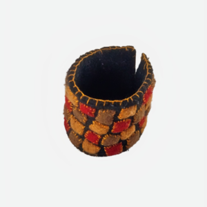 PAFFIELD - Unique Autumn Handmade Wrist Cuff Bracelet - Patchwork Taupe Burgundy Brown & Black Felt - boho, μαλλί felt - 2