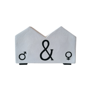 Διακοσμητικό σπιτάκι με αφιέρωση τσιμεντένιο Man&Woman άσπρο14,5εκΧ9εκ - τσιμέντο, δώρα επετείου, διακοσμητικά, αγ. βαλεντίνου