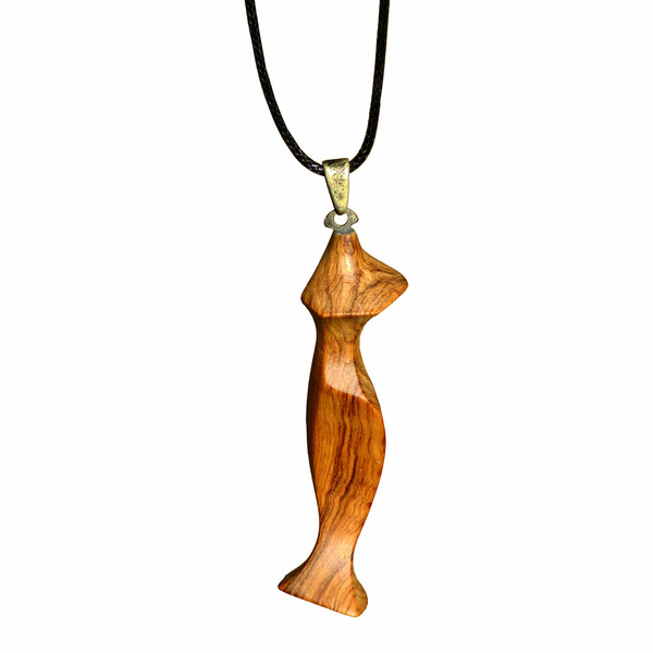 Αφηρημένη Γυναικεία Φιγούρα - Ξύλινο Γλυπτό Μενταγιόν - ξύλο, μακριά, boho, μενταγιόν