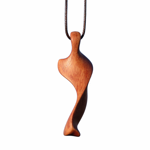 Αφηρημένη Φιγούρα - Ξύλινο Γλυπτό Μενταγιόν - ξύλο, μακριά, boho, μενταγιόν