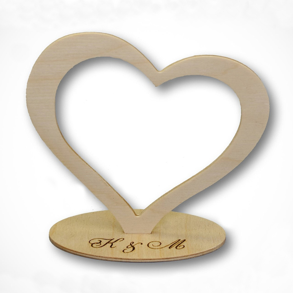 Επιτραπέζια ξύλινη καρδιά 12x12,5 εκ. με ονόματα - ξύλο, καρδιά, διακοσμητικά, επιτραπέζιο διακοσμητικό, προσωποποιημένα
