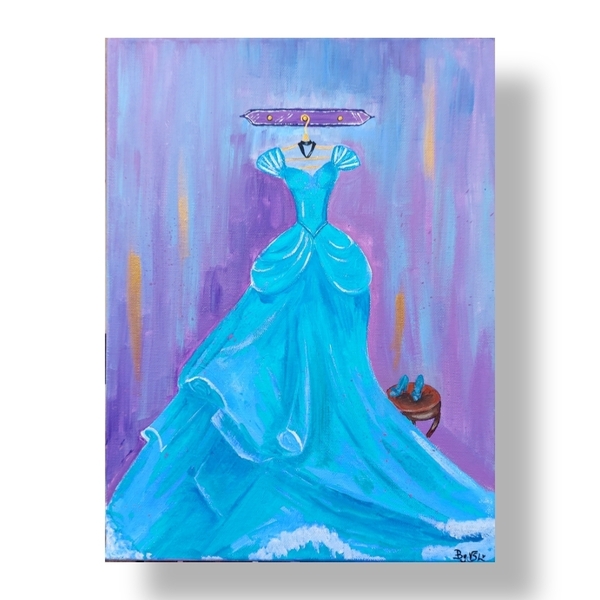 Πίνακας ζωγραφικής καμβάς φόρεμα Σταχτοπούτας 30×40cm - κορίτσι, πριγκίπισσα, παιδικοί πίνακες