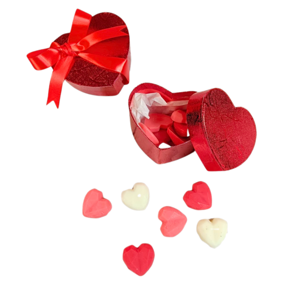 Κουτί καρδιά με Wax melts 55g - αγ. βαλεντίνου, κερί σόγιας, αρωματικά χώρου, 100% φυτικό, waxmelts