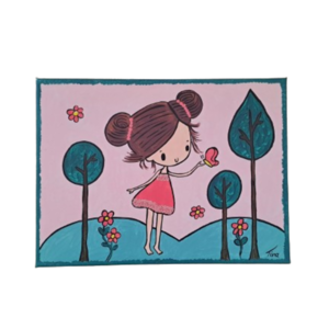 Κοριτσάκι με πεταλουδα ζωγραφική σε καμβά με ακρυλικα χρώματα διάστασης 30Χ40 εκατ. - κορίτσι, προσωποποιημένα, κρεμαστό διακοσμητικό