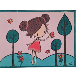 Κοριτσάκι με πεταλουδα ζωγραφική σε καμβά με ακρυλικα χρώματα διάστασης 30Χ40 εκατ. - κορίτσι, προσωποποιημένα, κρεμαστό διακοσμητικό - 2