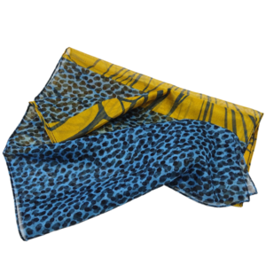 Φουλάρι στενό μπλε κίτρινο animal print - animal print, απαραίτητα καλοκαιρινά αξεσουάρ, φουλάρια, μοδάτο, δώρα για γυναίκες - 5