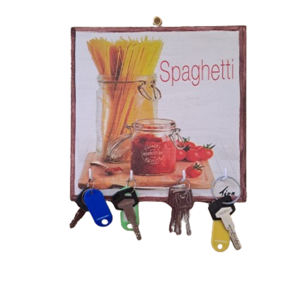 Κλειδοθηκη κρεμαστή ξύλινη spaghetti διάστασης 20Χ20 εκατ. - κλειδί - 5