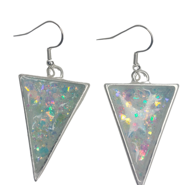 Τριγωνικά σκουλαρίκια σε παστέλ χρώματα - γυαλί, ασήμι 925, γάντζος
