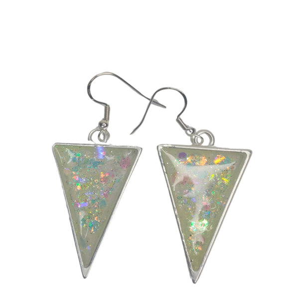 Τριγωνικά σκουλαρίκια σε παστέλ χρώματα - γυαλί, ασήμι 925, γάντζος - 2