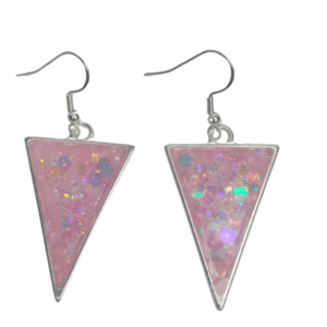 Τριγωνικά σκουλαρίκια σε παστέλ χρώματα - γυαλί, ασήμι 925, γάντζος - 3