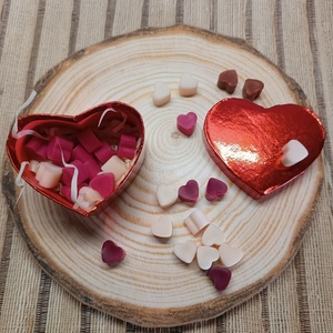 Κόκκινη καρδιά γεμάτη με μικρές αρωματικές καρδούλες - καρδιά, αρωματικά κεριά, κεριά, αγ. βαλεντίνου, waxmelts - 3
