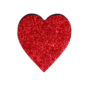 Ξύλινη καρδιά σε φυσικό χρώμα με μαγνήτη (Κόκκινο glitter) - ξύλο, διακοσμητικά