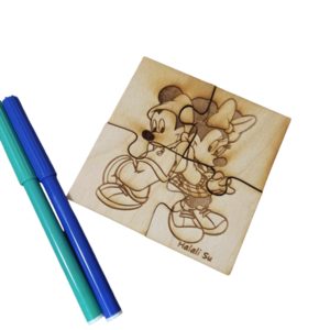 δωράκια πάρτι color me ξύλινο puzzle ( παζλ )10 * 10 cm ποντικάκια - ήρωες κινουμένων σχεδίων
