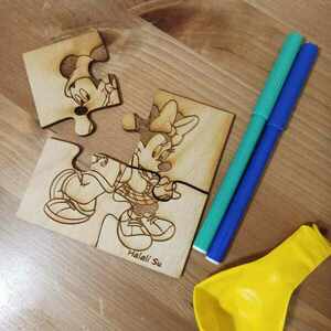 δωράκια πάρτι color me ξύλινο puzzle ( παζλ )10 * 10 cm ποντικάκια - ήρωες κινουμένων σχεδίων - 3
