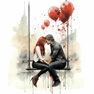 Αφίσα - Poster Couple Kissing on a Swing 3, 21x30εκ.. - αφίσες