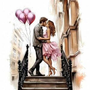 Αφίσα - Poster Valentine Couple Kissing 6, 21x30εκ. - αφίσες