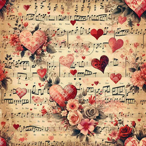 Αφίσα - Poster Vintage Music Hearts, 21x30εκ. - αφίσες
