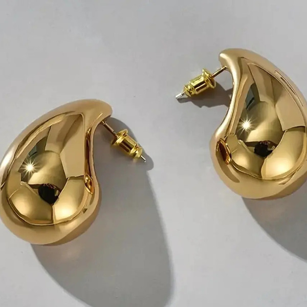 Vintage χρυσά σκουλαρίκια - επιχρυσωμένα, ορείχαλκος, δάκρυ, φθηνά