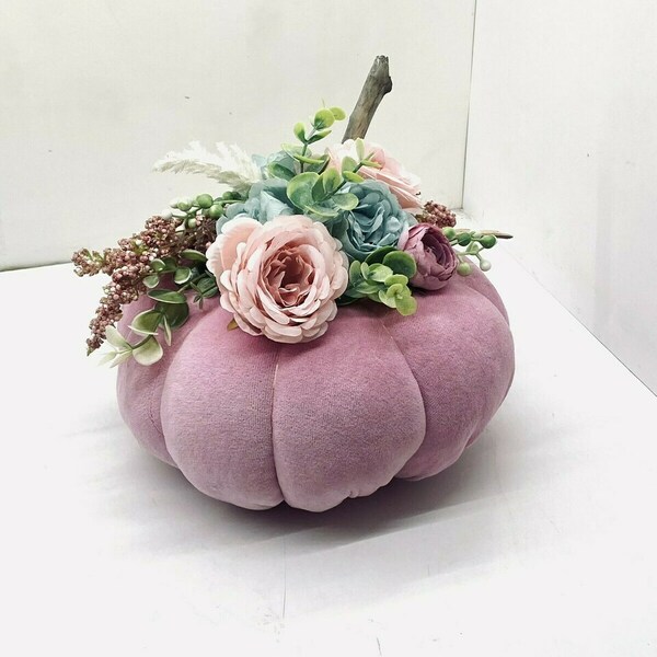 Κολοκυθα ροζ, μεγάλη βελούδινη, με λουλούδια. - βελούδο, διακοσμητικά, κολοκύθα, για ενήλικες, πασχαλινά δώρα - 2