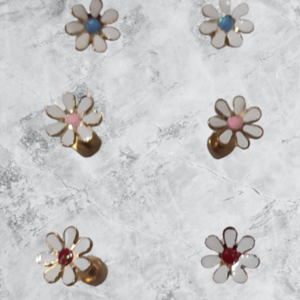 ΣΚΟΥΛΑΡΙΚΙΑ ΑΤΣΑΛΙΝΑ ΜΕ ΜΑΡΓΑΡΙΤΕΣ - λουλούδι, μικρά, ατσάλι - 5