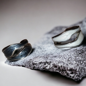 Μινιμαλ γυναικείο δαχτυλίδι από ανοξείδωτο ατσάλι και σμάλτο, διάμετρος 2,00εκ - σμάλτος, γεωμετρικά σχέδια, ατσάλι, αυξομειούμενα - 5
