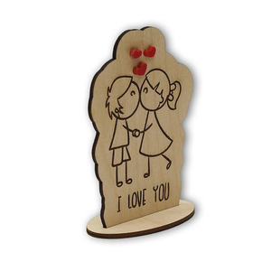 Επιτραπέζιο σταντ “I love you” 8,5x12 εκ. - ξύλο, καρδιά, plexi glass, διακοσμητικά, επιτραπέζιο διακοσμητικό - 2