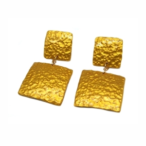 Σκουλαρίκια Σφυρήλατα Gold Polymer clay - επιχρυσωμένα, πηλός, ατσάλι, μεγάλα, καρφάκι