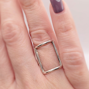 Γυναικείο ασημί δαχτυλίδι ορθογώνιο. - ασήμι 925, γεωμετρικά σχέδια, boho, αυξομειούμενα - 2