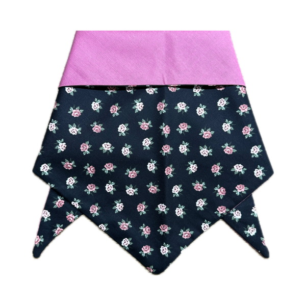Μπαντάνα Σκύλου Βαμβακερή-Διπλής Όψης Μαύρο-Ροζ Λουλούδια-Μονόχρωμο Ροζ-Μπορντώ (40-50 εκ.) (MEDIUM-LARGE) - διπλής όψης, λουλούδια, μπαντάνες, 100% βαμβακερό
