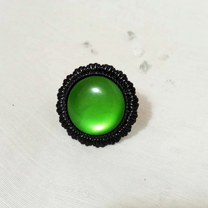 Δαχτυλίδι με πράσινο - σμαραγδί καμπουσόν - ατσάλι, boho, αυξομειούμενα, φθηνά