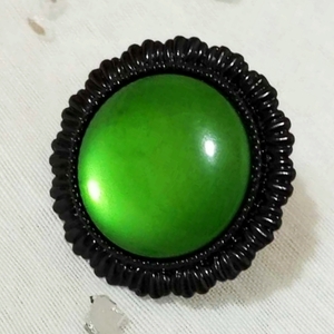 Δαχτυλίδι με πράσινο - σμαραγδί καμπουσόν - ατσάλι, boho, αυξομειούμενα, φθηνά - 4
