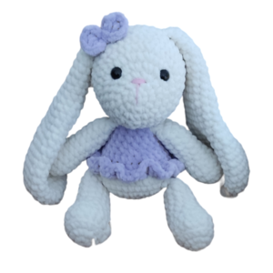 Πλεκτό βελούδινο κουνελάκι - λούτρινα, amigurumi, για παιδιά, δώρο για βάφτιση, δώρο γεννεθλίων