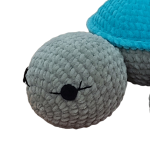 Πλεκτή χελώνα με βελούδινο νήμα - λούτρινα, amigurumi, για παιδιά, δώρο για βάφτιση, δώρο γεννεθλίων - 2