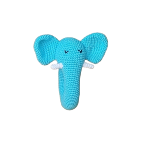 Πλεκτή κουδουνίστρα ελεφαντάκι - amigurumi, για παιδιά, κουδουνίστρα, δώρο για βάφτιση, δώρο γέννησης - 2