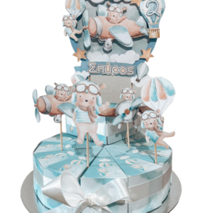 Χάρτινη προσωποποιημένη τούρτα 15 τεμαχίων "Αρκουδάκι" με 3d topper και 4 θεματικές φιγούρες - αρκουδάκι, πάρτυ γενεθλίων, είδη για πάρτυ, προσωποποιημένα